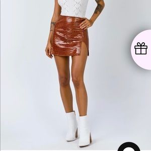 Princess Polly Brown Leather Mini Skirt